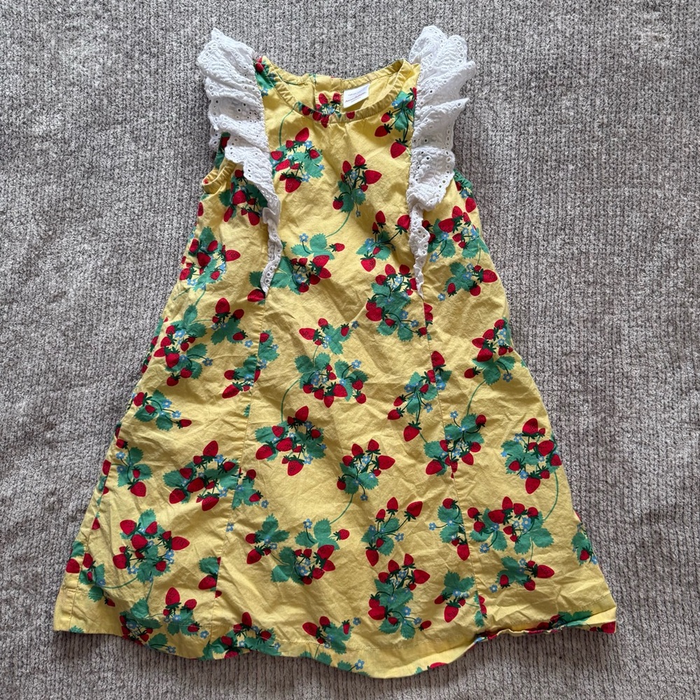 Hanna Andersson Strawberry‎ Ruffle Sundress 120cm Girls Cotton Summer Dress